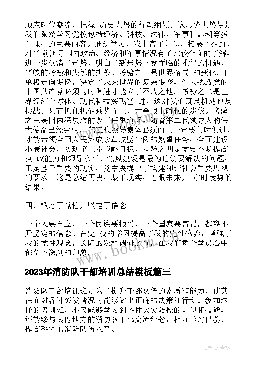 2023年消防队干部培训总结(大全10篇)