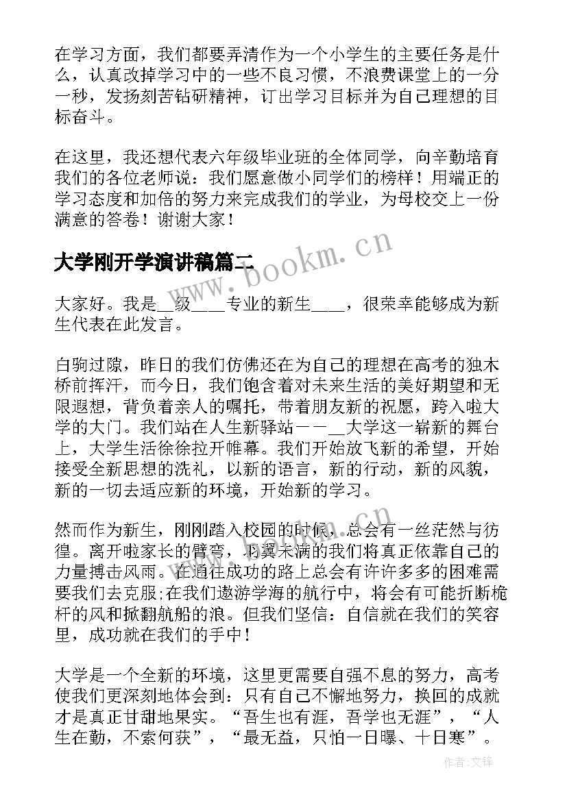 2023年大学刚开学演讲稿(精选9篇)