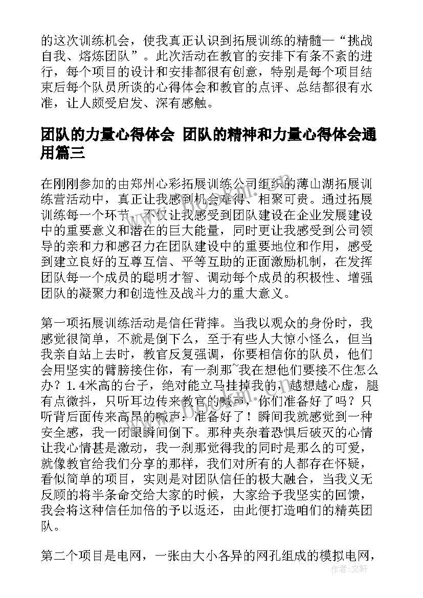 团队的力量心得体会 团队的精神和力量心得体会(优秀5篇)