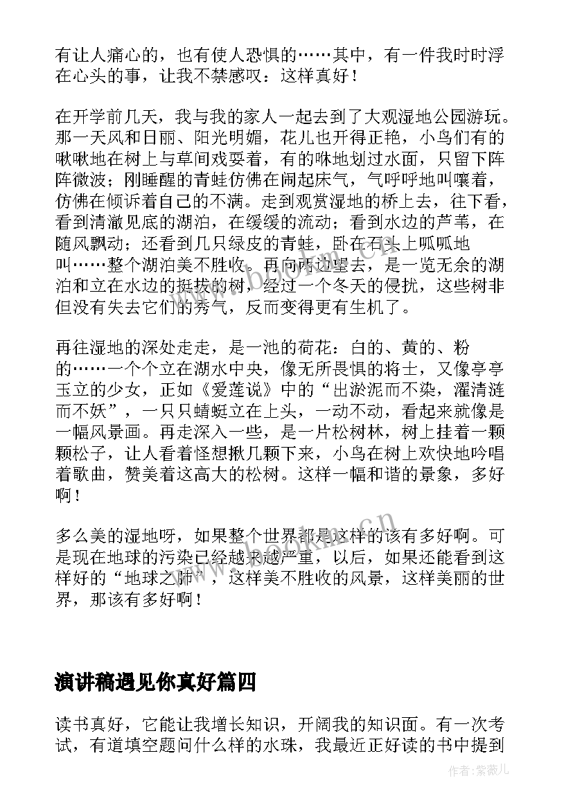 演讲稿遇见你真好(模板8篇)