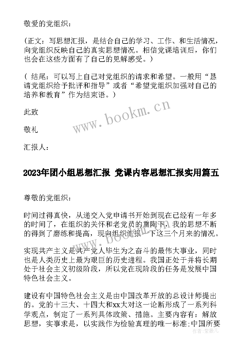 最新团小组思想汇报 党课内容思想汇报(精选5篇)