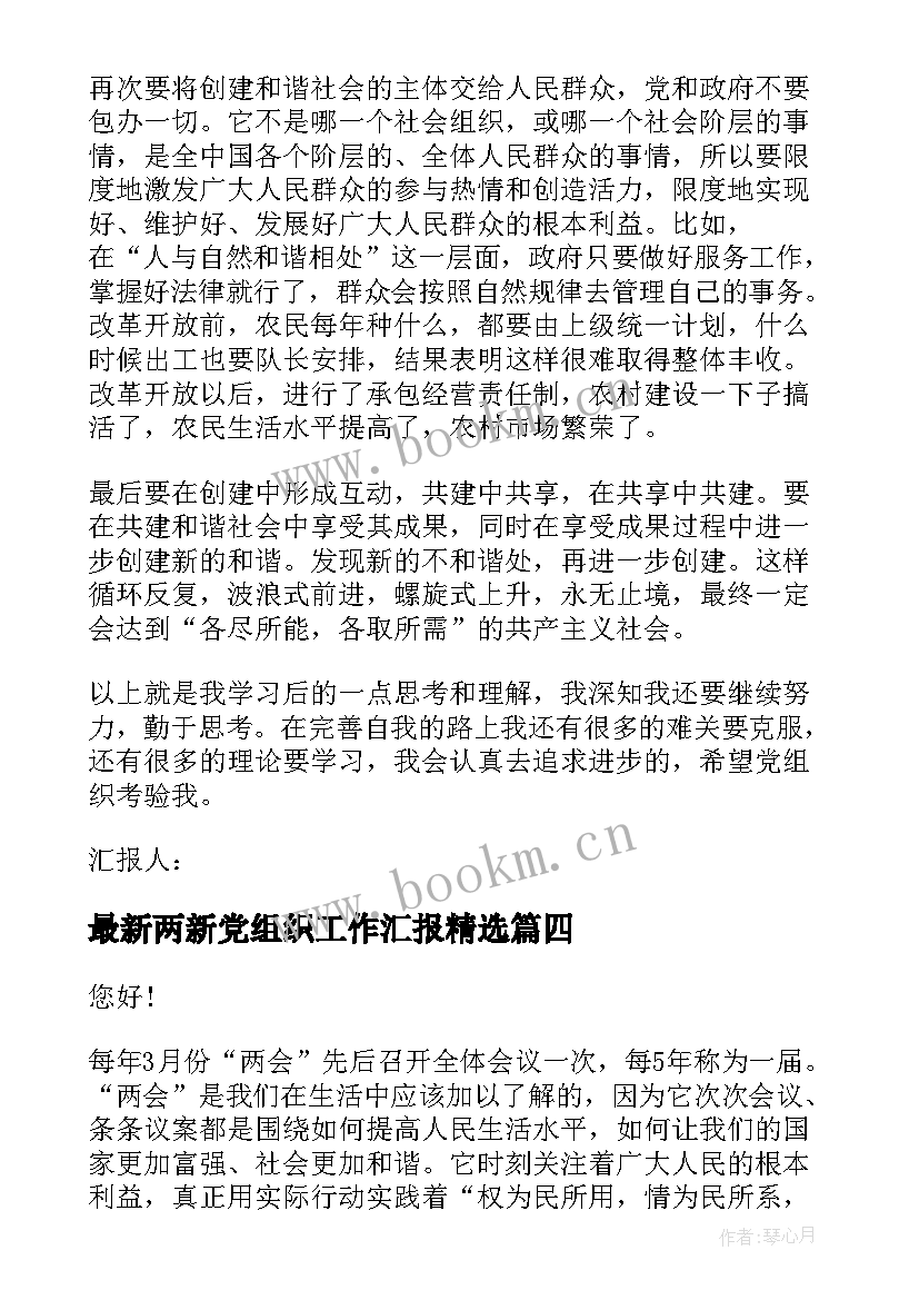 最新两新党组织工作汇报(大全6篇)