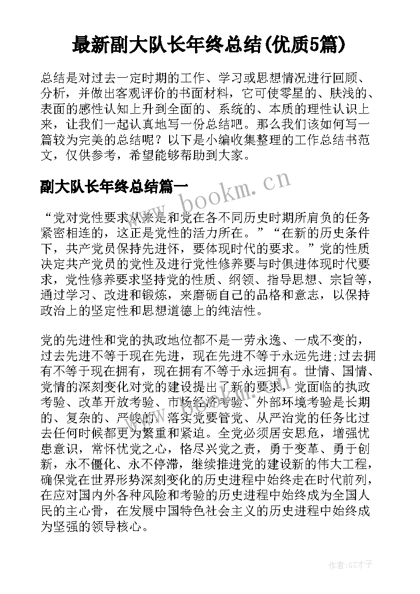 最新副大队长年终总结(优质5篇)