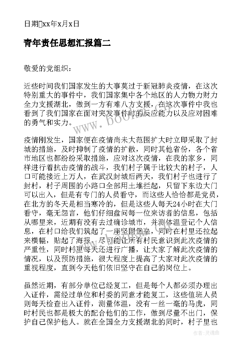 最新青年责任思想汇报(通用5篇)