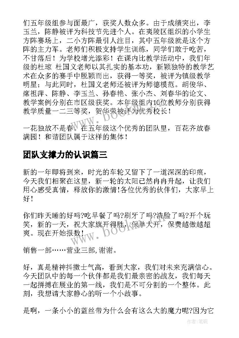 2023年团队支撑力的认识 团队的演讲稿(汇总8篇)