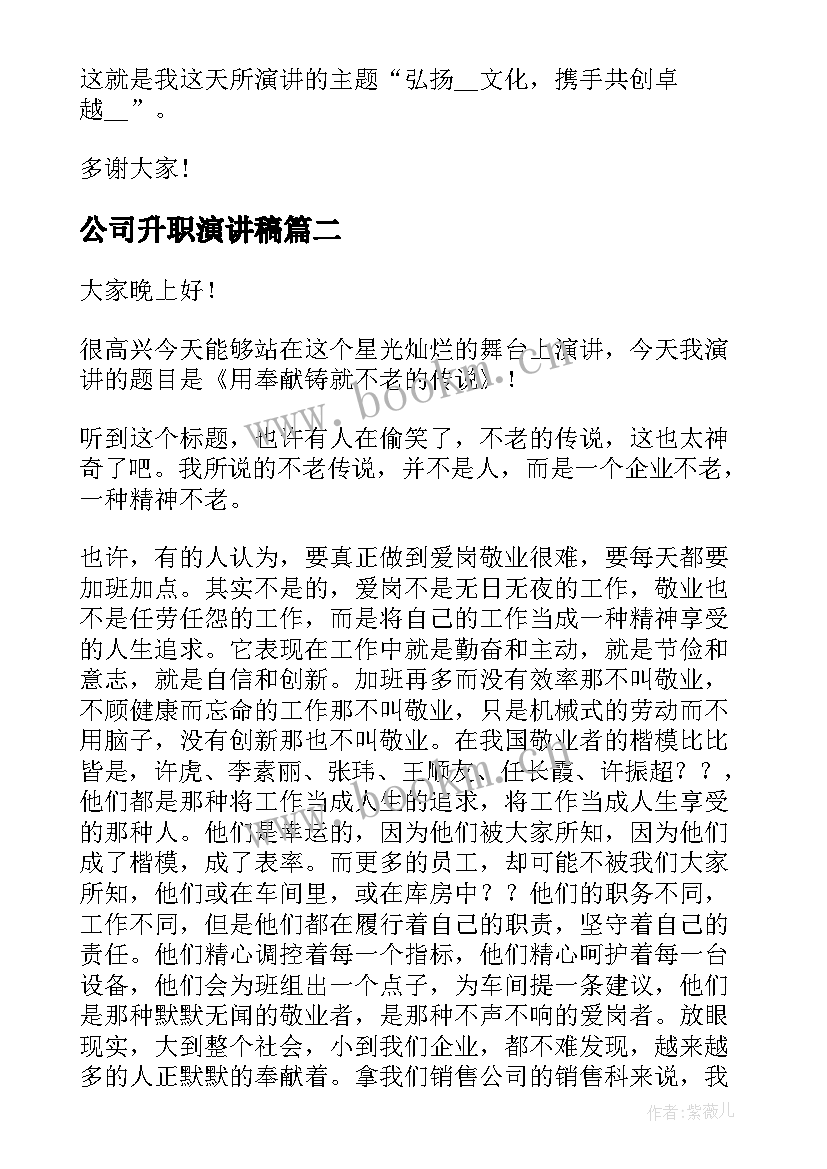 公司升职演讲稿(精选7篇)