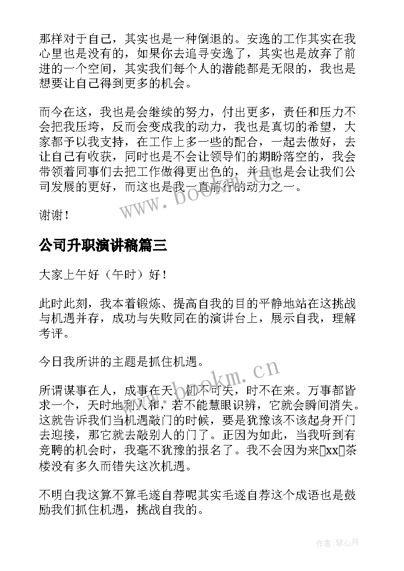 公司升职演讲稿(精选10篇)