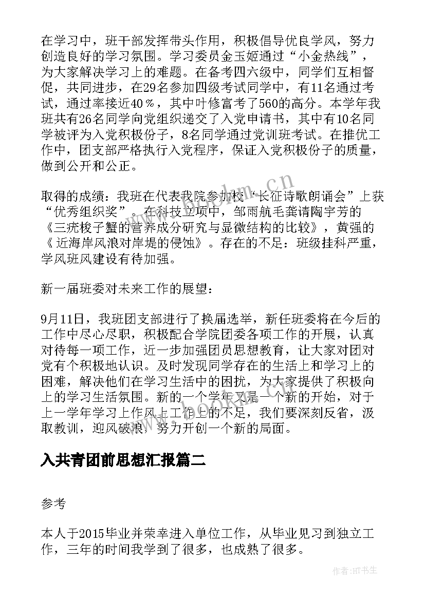 2023年入共青团前思想汇报(大全10篇)