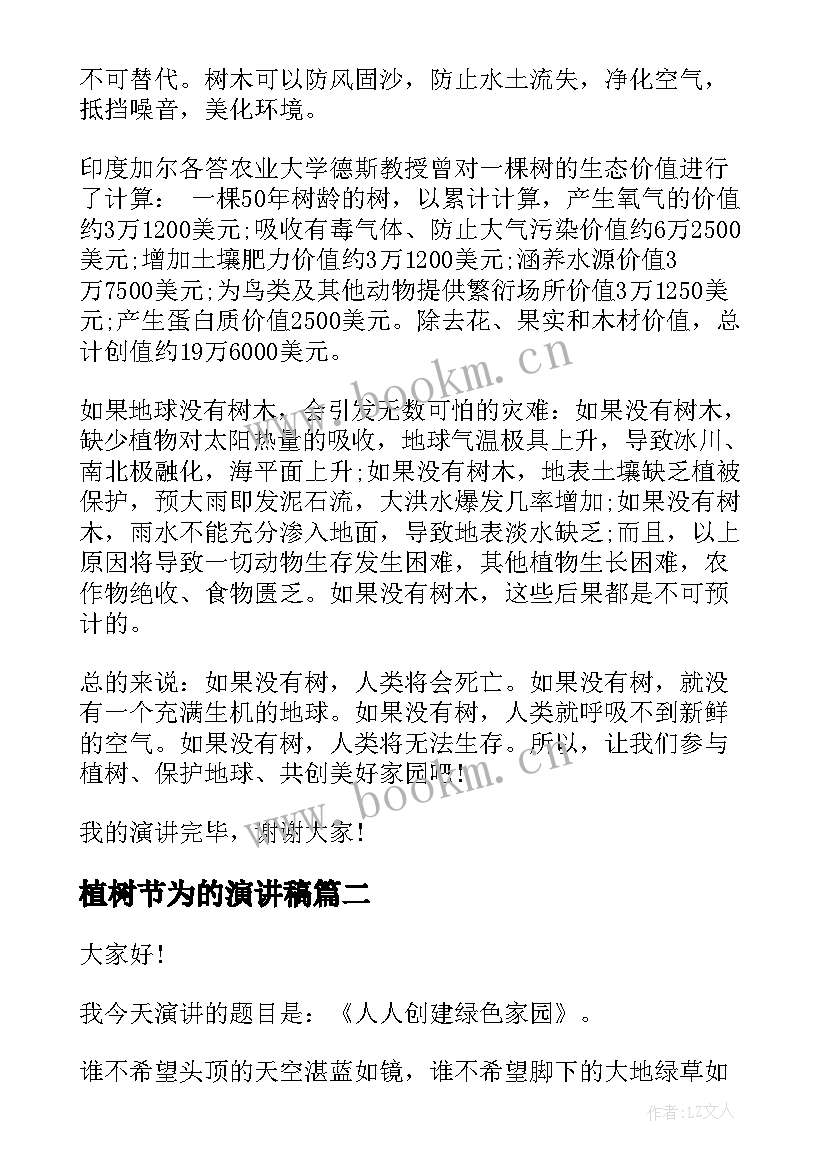 植树节为的演讲稿 植树节演讲稿三分钟(通用8篇)