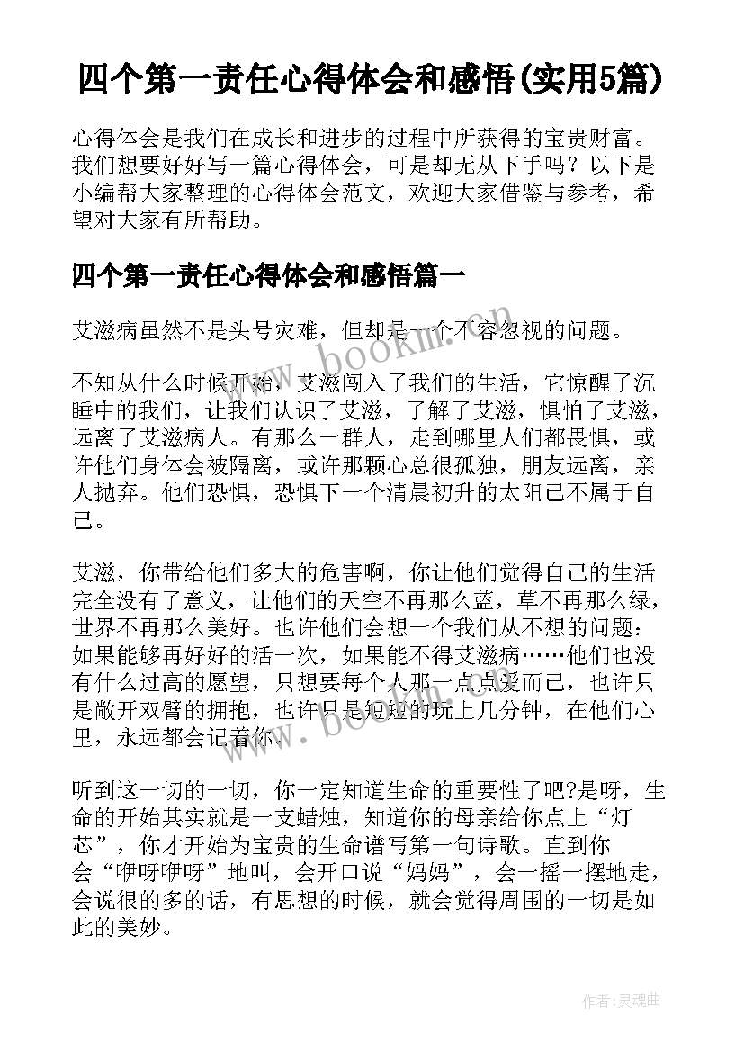 四个第一责任心得体会和感悟(实用5篇)