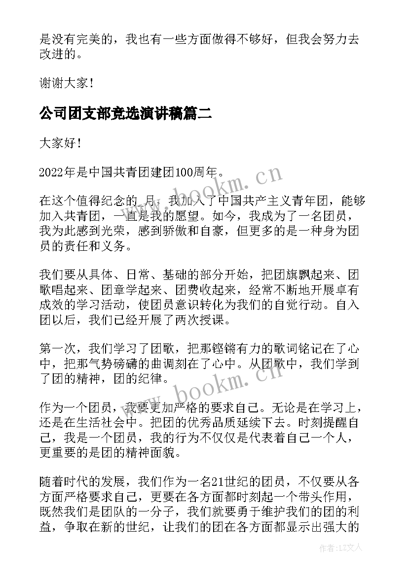 2023年公司团支部竞选演讲稿(汇总9篇)