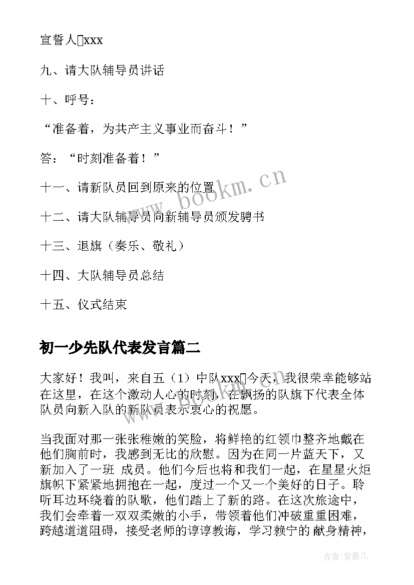 最新初一少先队代表发言(通用7篇)