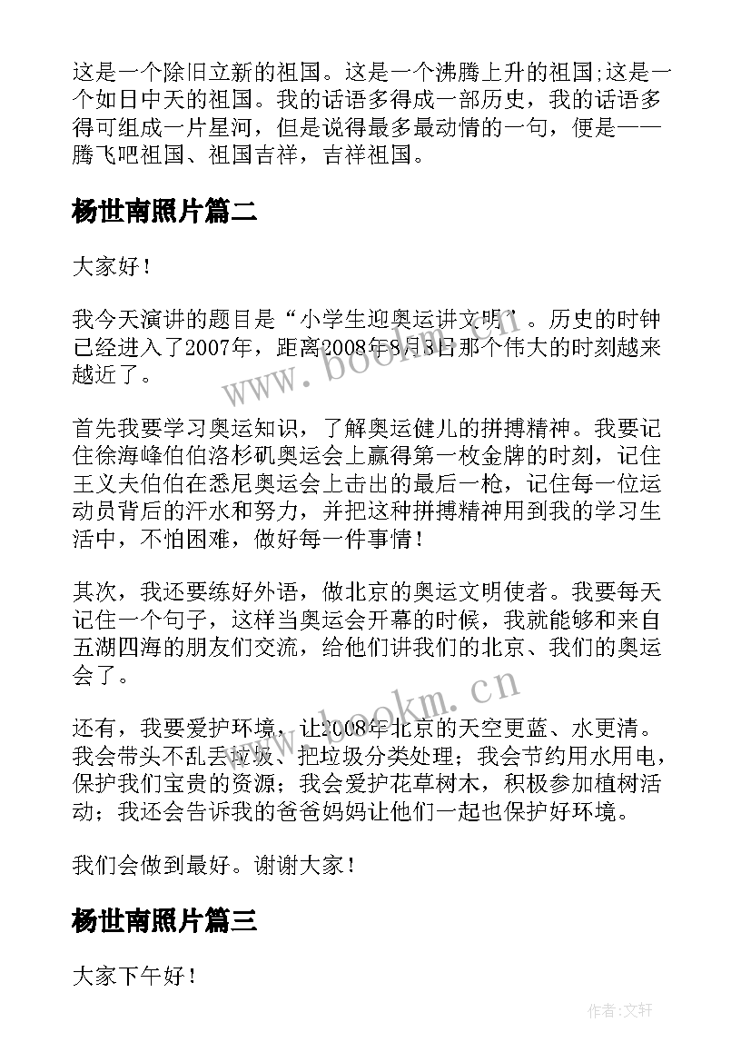 2023年杨世南照片 爱国精神演讲稿(优质8篇)