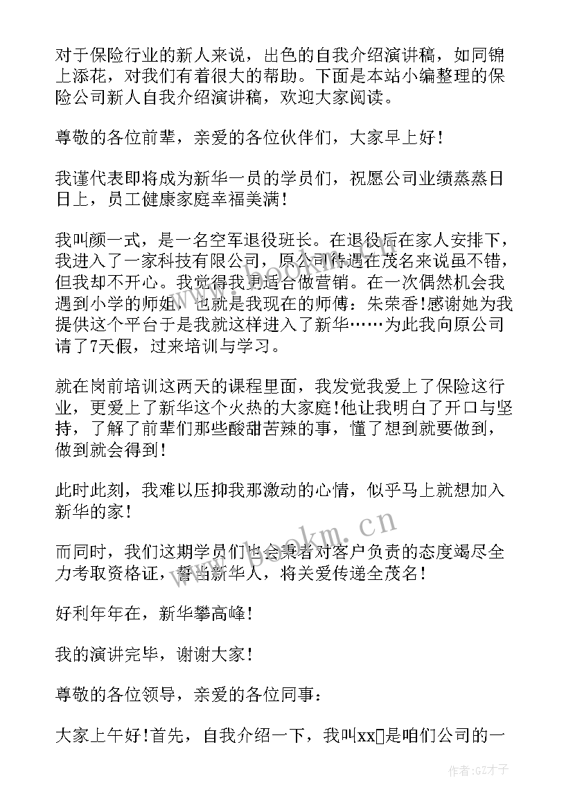 2023年保险公司新人分享演讲稿(精选5篇)