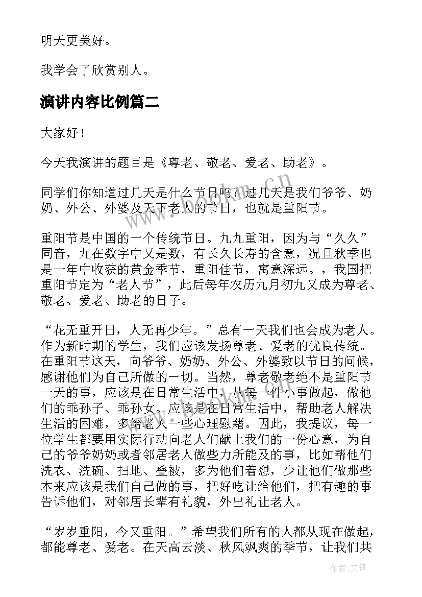 2023年演讲内容比例(实用6篇)