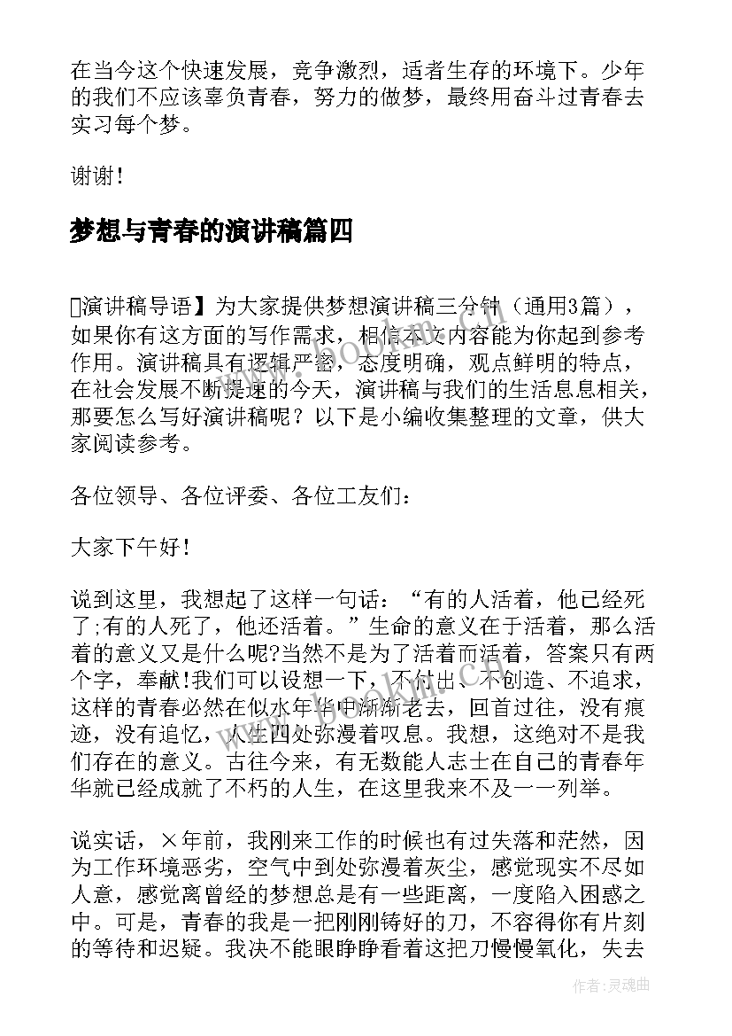 2023年梦想与青春的演讲稿(大全8篇)