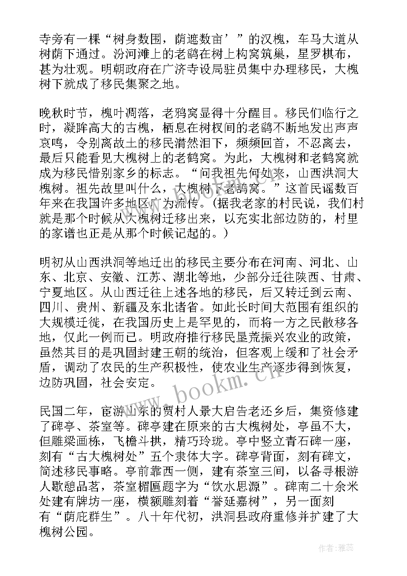 大槐树解说词 大槐树的导游词(精选5篇)