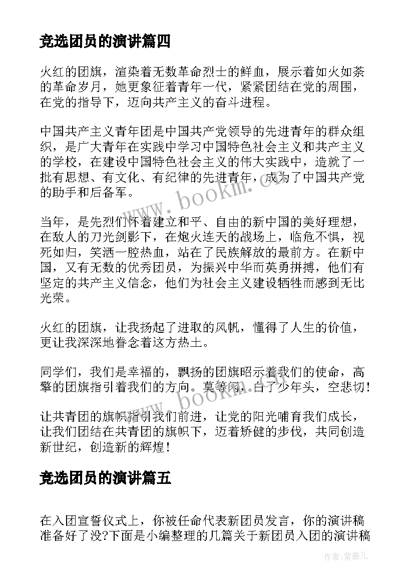 最新竞选团员的演讲(优质5篇)