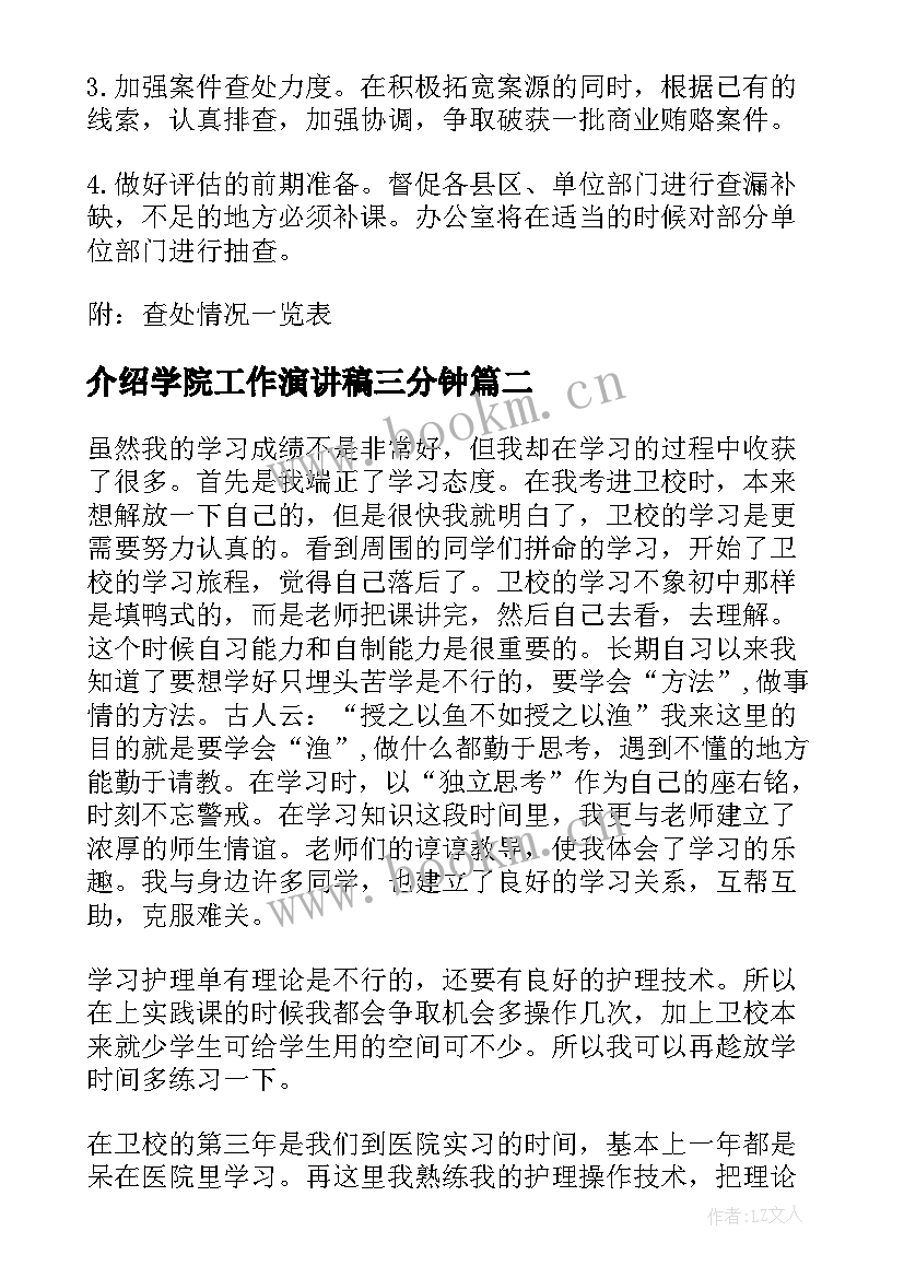 最新介绍学院工作演讲稿三分钟 介绍工作演讲稿(大全5篇)