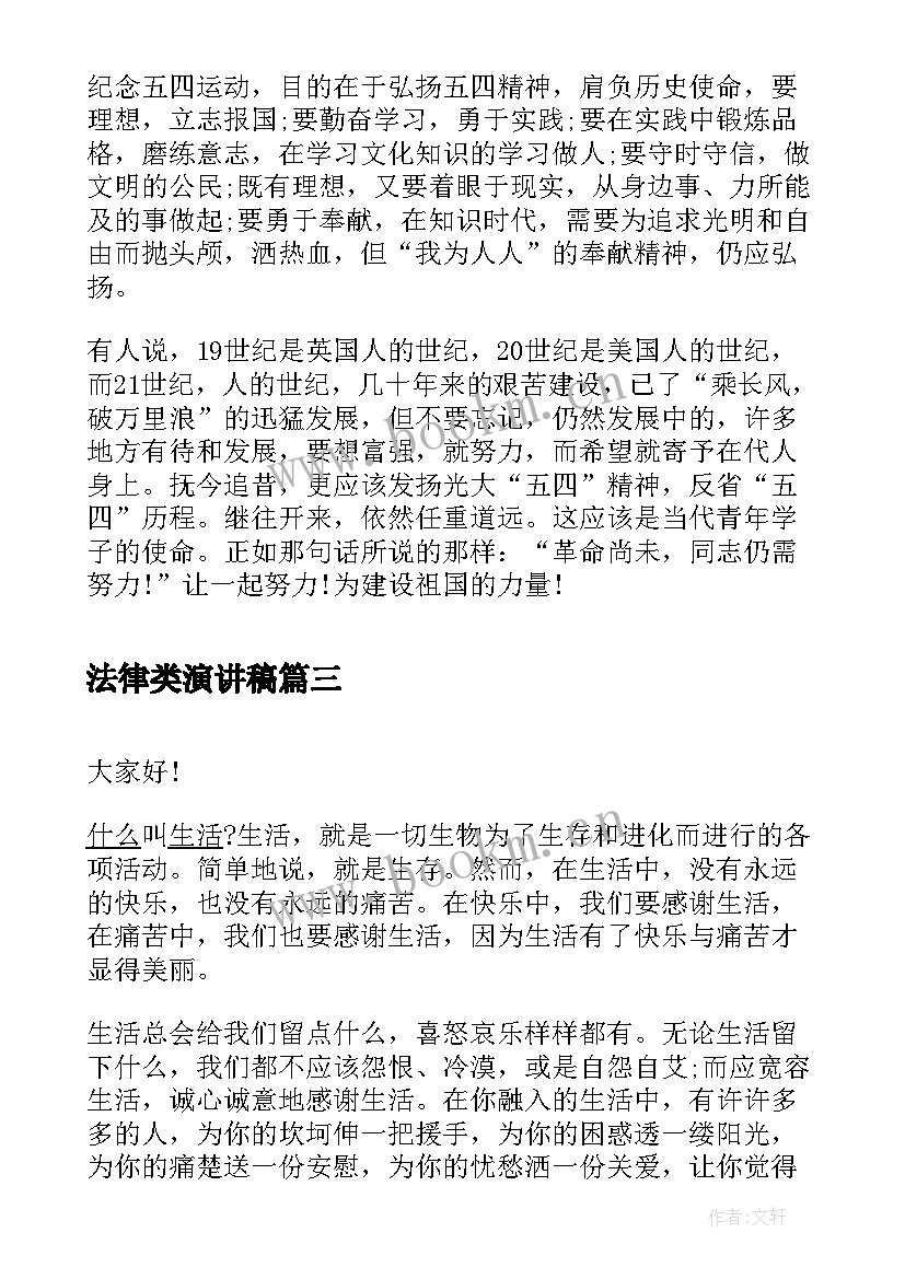 法律类演讲稿(模板6篇)