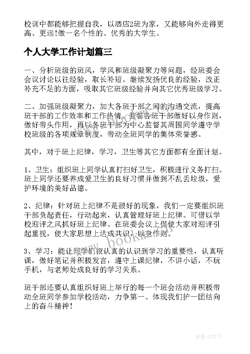 个人大学工作计划(优秀7篇)