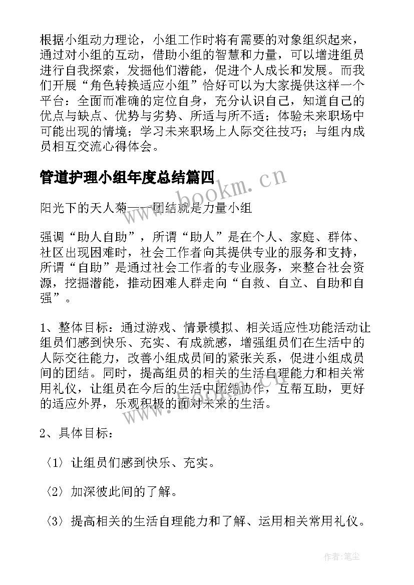 2023年管道护理小组年度总结(通用8篇)