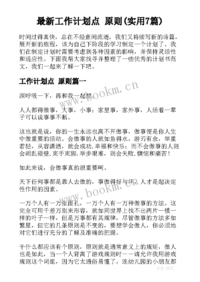 最新工作计划点 原则(实用7篇)