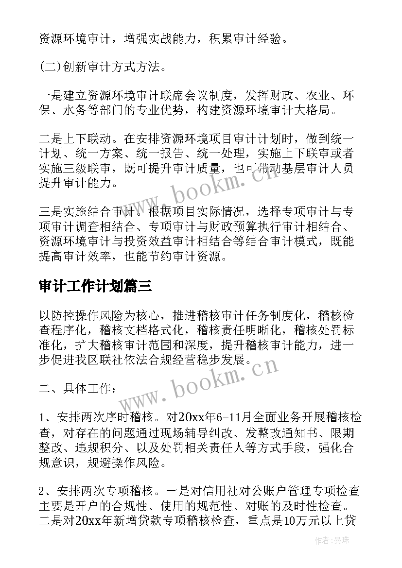 2023年审计工作计划(优秀6篇)