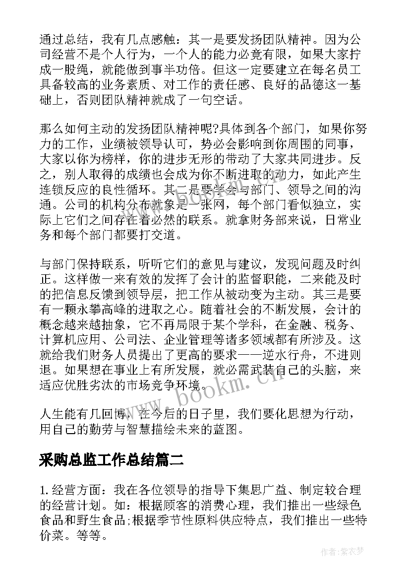 2023年采购总监工作总结(优秀10篇)