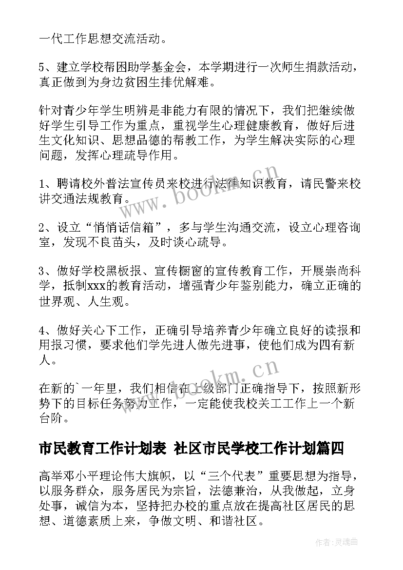 2023年市民教育工作计划表 社区市民学校工作计划(实用7篇)