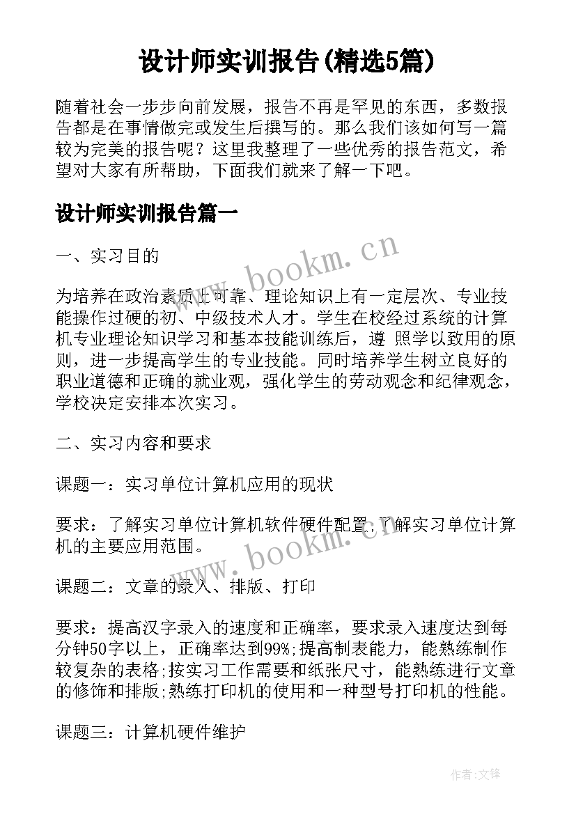 设计师实训报告(精选5篇)