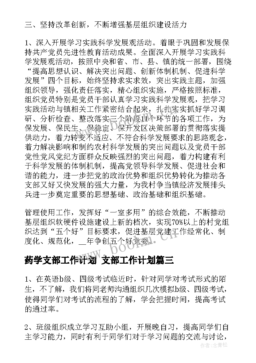 2023年药学支部工作计划 支部工作计划(大全9篇)