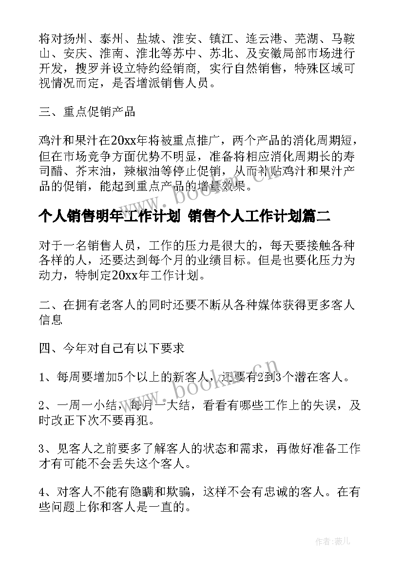 个人销售明年工作计划 销售个人工作计划(优质6篇)