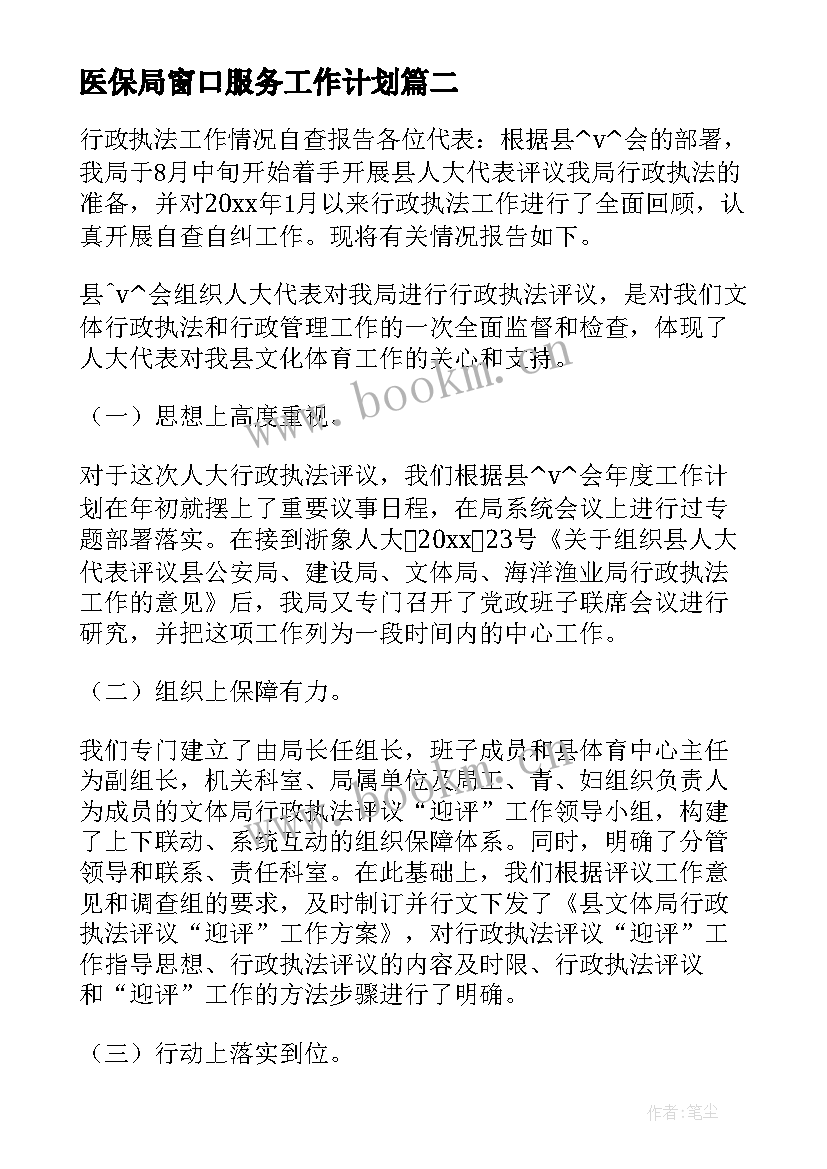 医保局窗口服务工作计划(汇总5篇)