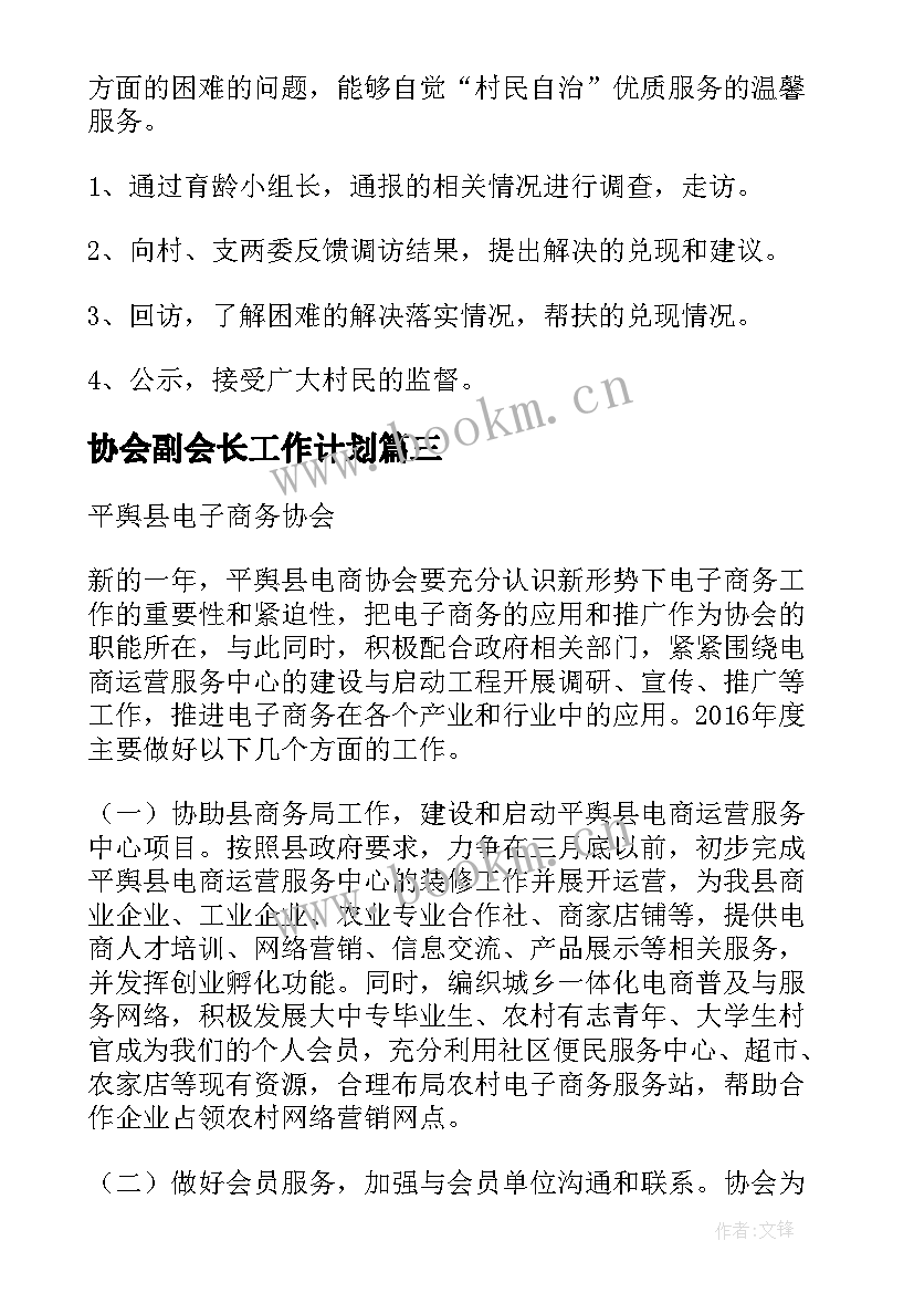 2023年协会副会长工作计划(汇总6篇)