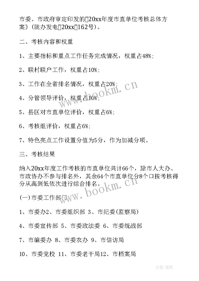 2023年部门考核总结讲话(优秀10篇)