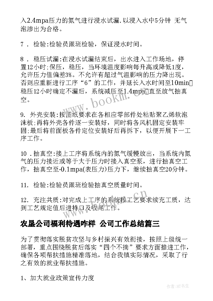 农垦公司福利待遇咋样 公司工作总结(精选8篇)