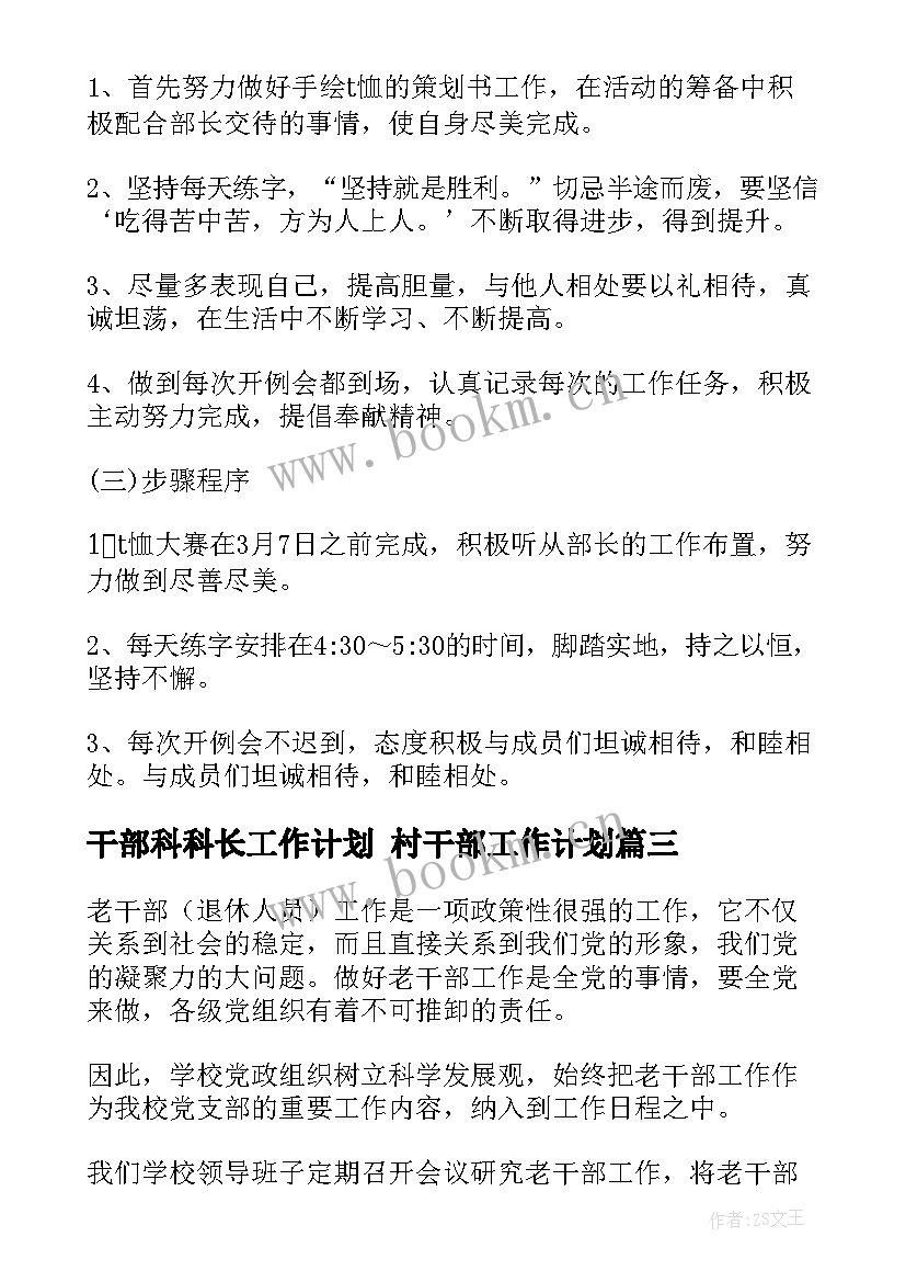 干部科科长工作计划 村干部工作计划(模板10篇)