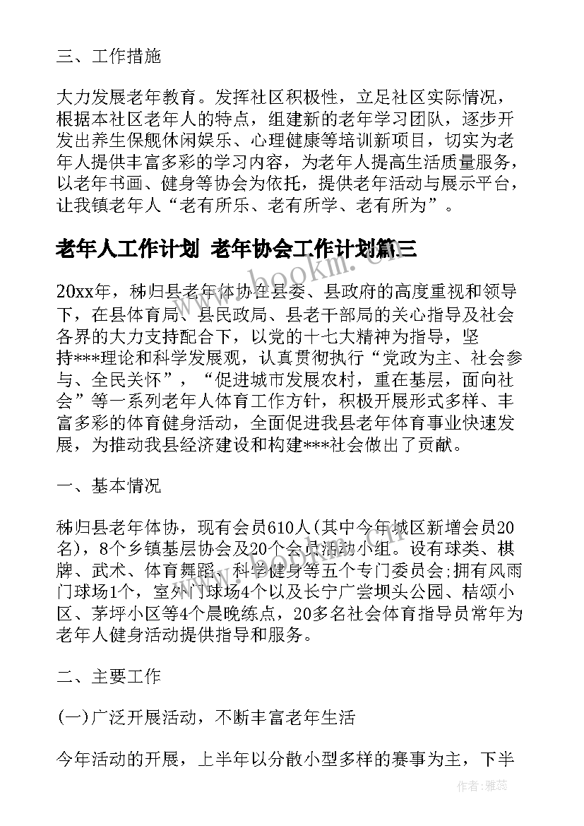 2023年老年人工作计划 老年协会工作计划(优质7篇)