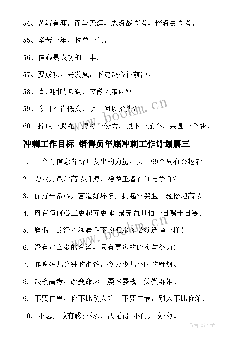 2023年冲刺工作目标 销售员年底冲刺工作计划(汇总8篇)