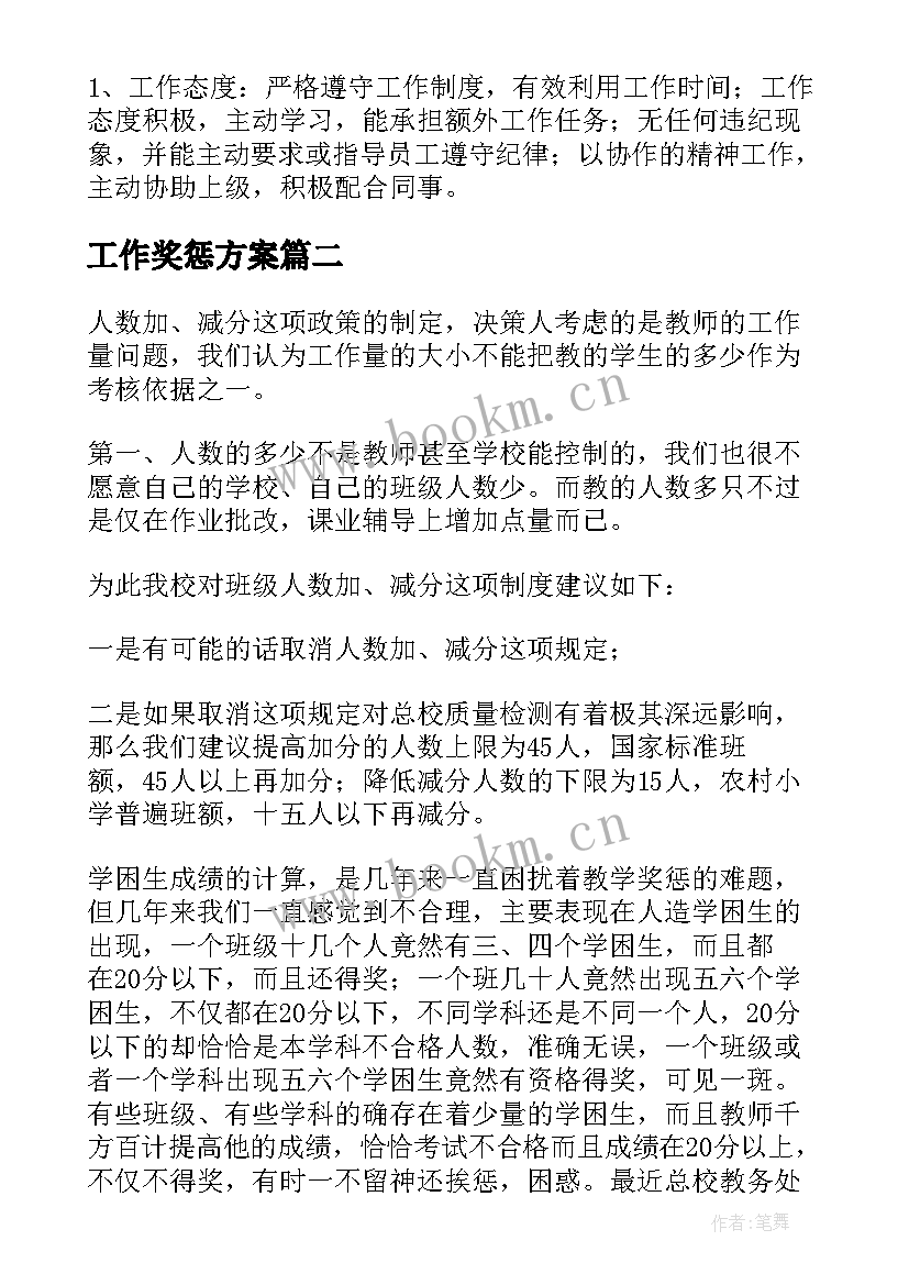 最新工作奖惩方案(汇总6篇)