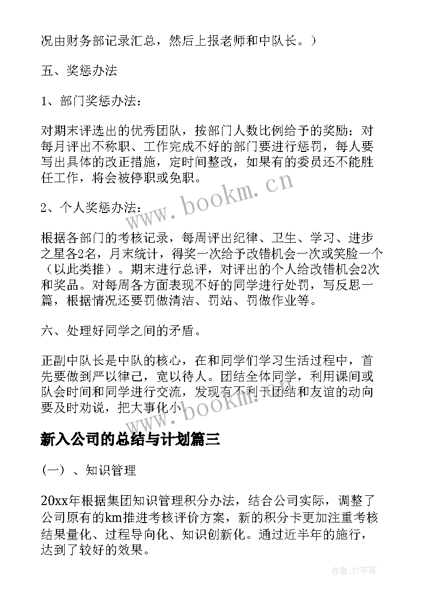 新入公司的总结与计划(汇总5篇)