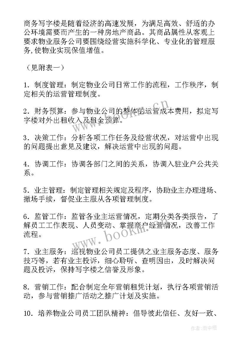 2023年商业物业工作计划 物业前期保安周工作计划表(大全5篇)