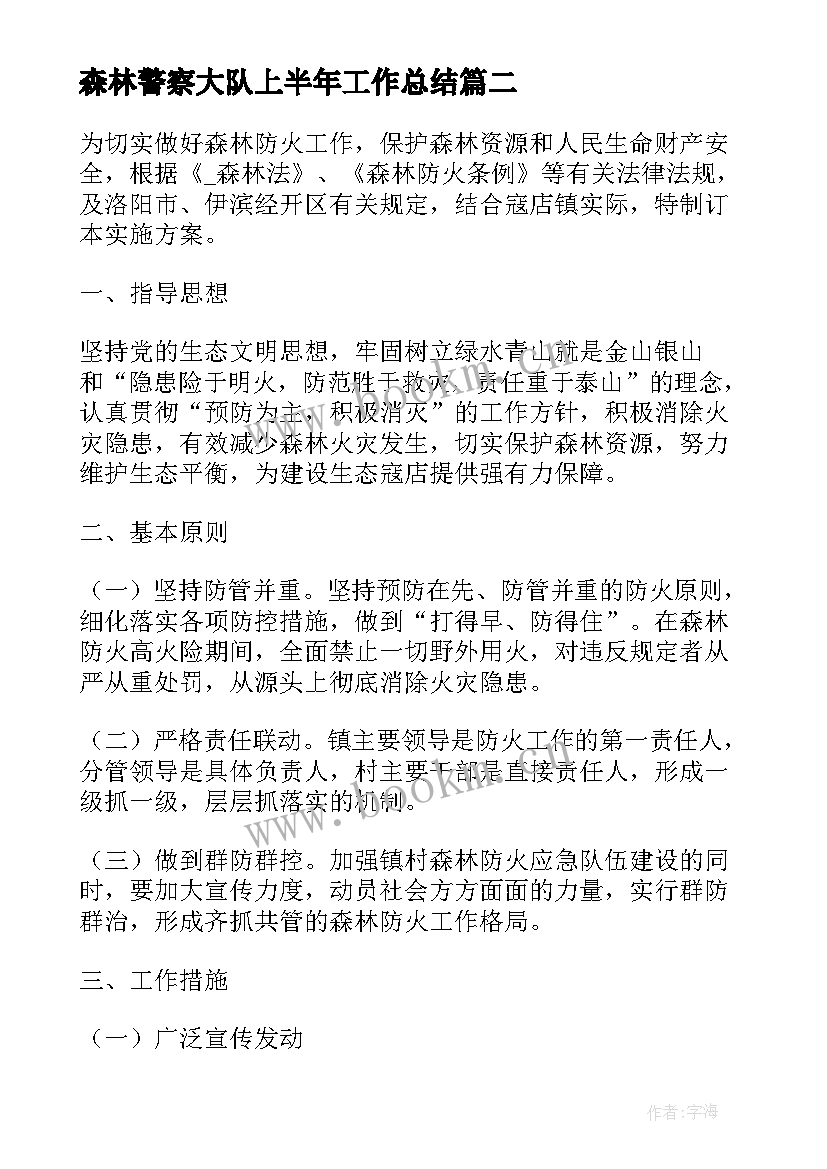 最新森林警察大队上半年工作总结(大全8篇)