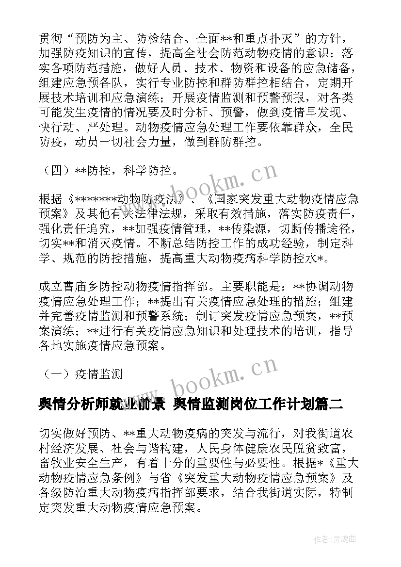 最新舆情分析师就业前景 舆情监测岗位工作计划(通用5篇)