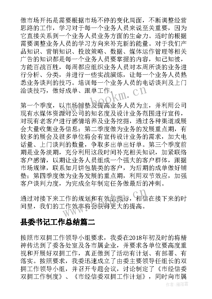 2023年县委书记工作总结(优秀5篇)