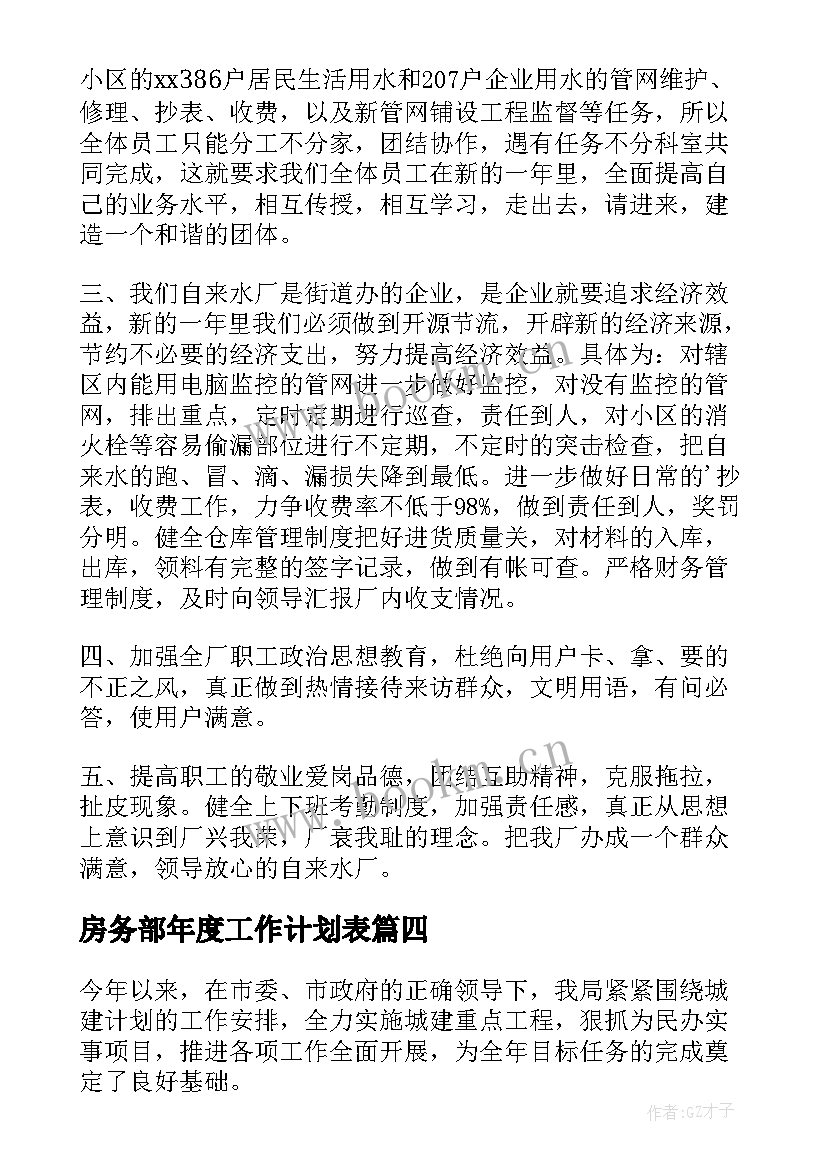 2023年房务部年度工作计划表(优质9篇)