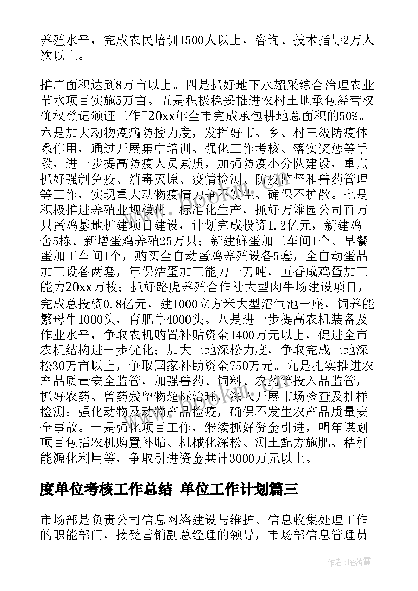 最新度单位考核工作总结 单位工作计划(优秀7篇)