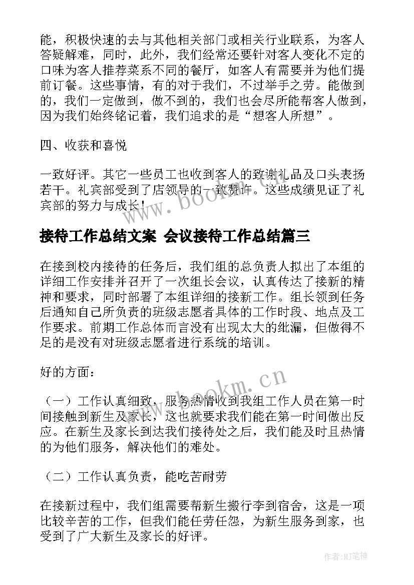 2023年接待工作总结文案 会议接待工作总结(精选5篇)