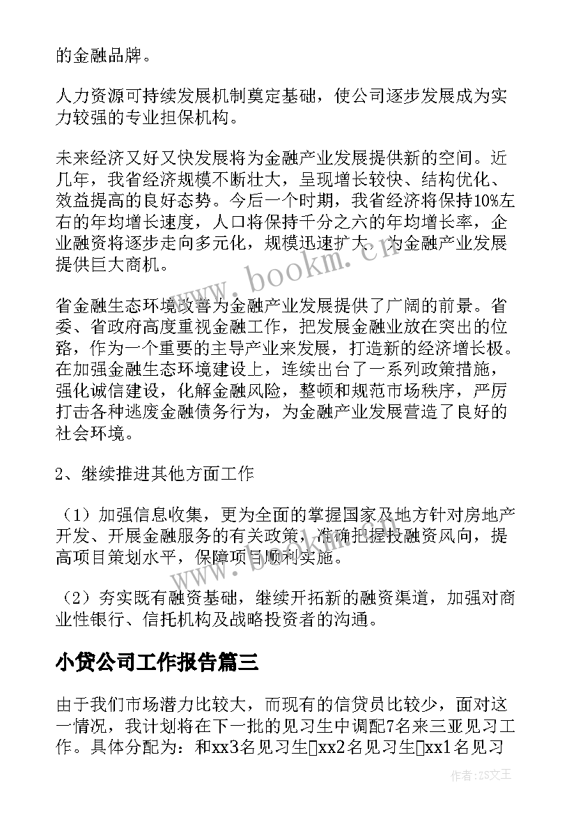 小贷公司工作报告(优秀9篇)